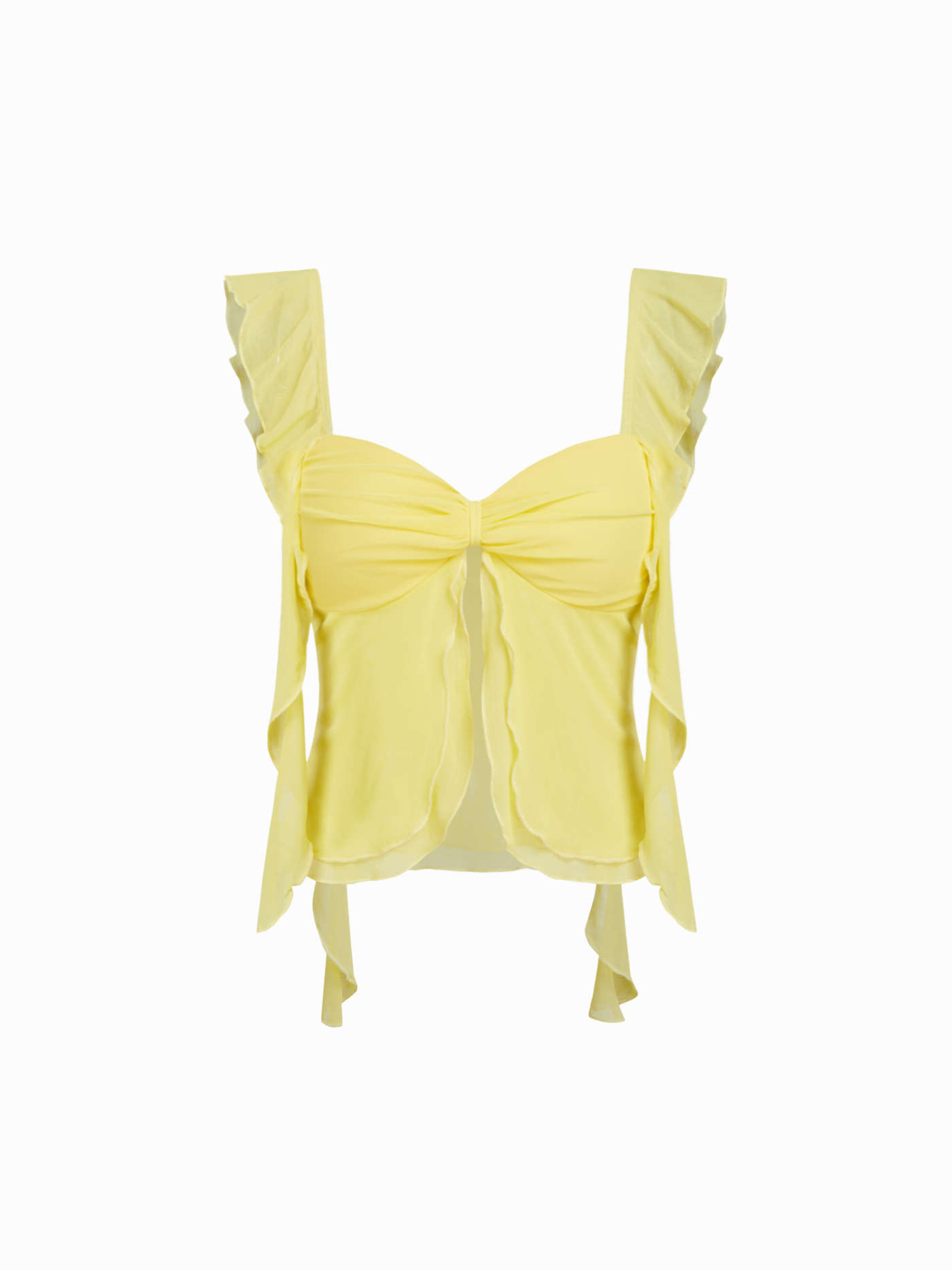 Mesh Sweetheart Ruffle Top & Mid Rise Lettuce Trim Mini Skirt Set