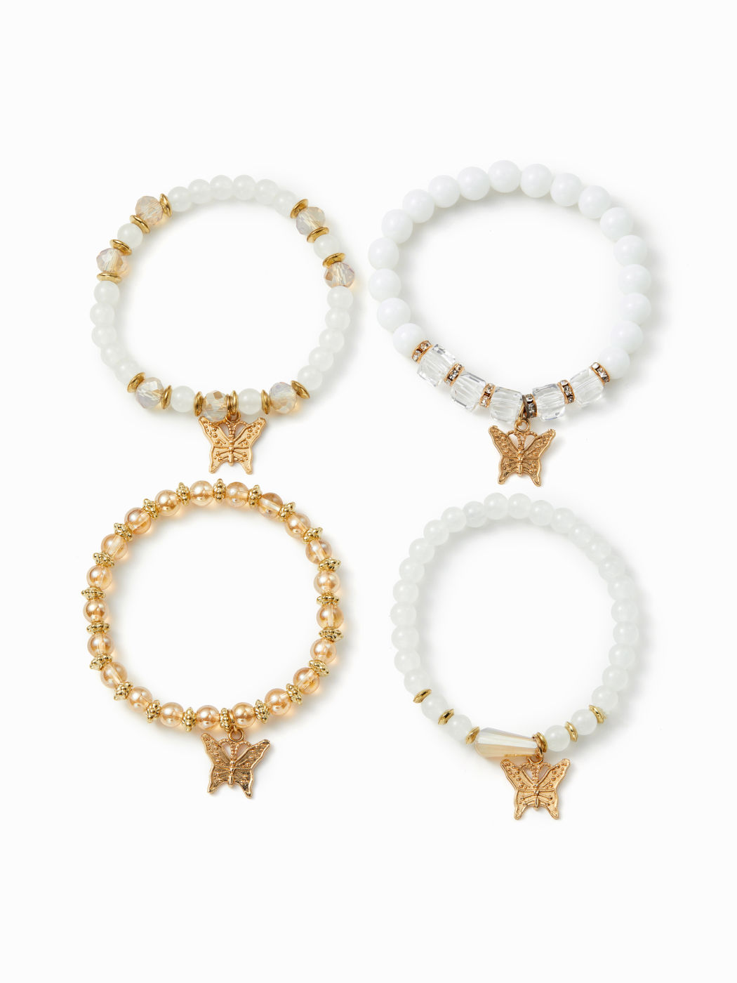 4PCS BUTTERFLY BEADED BRACELET SET