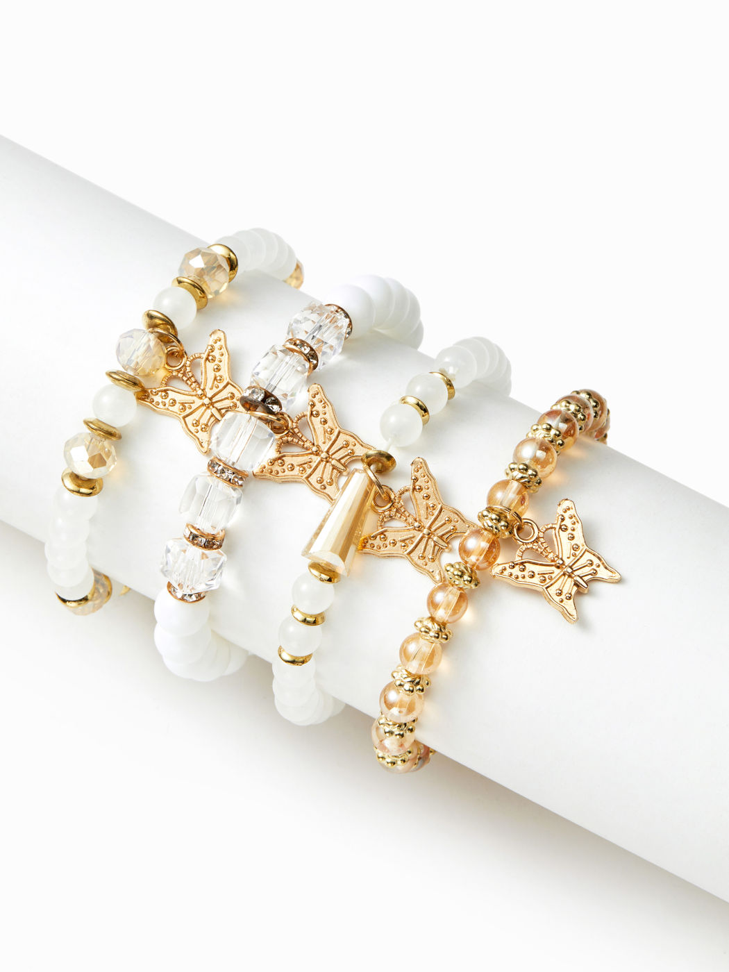 4PCS BUTTERFLY BEADED BRACELET SET