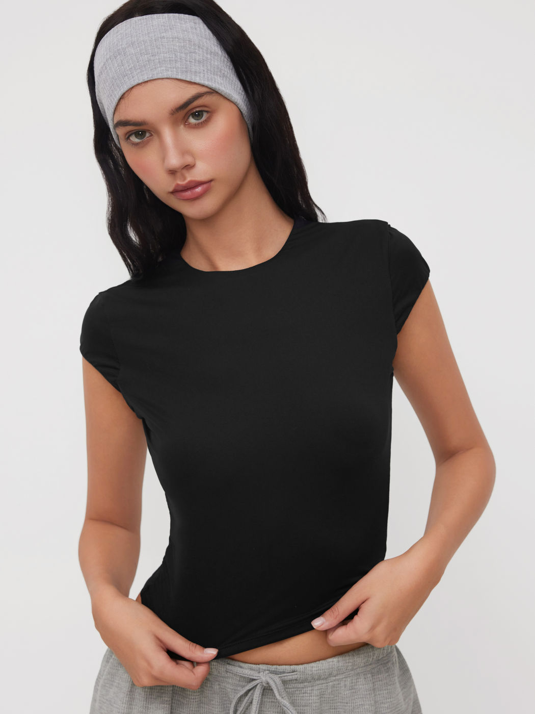 CDR Second Skin Double Layered Round Neckline Solid Short Sleeve Tee