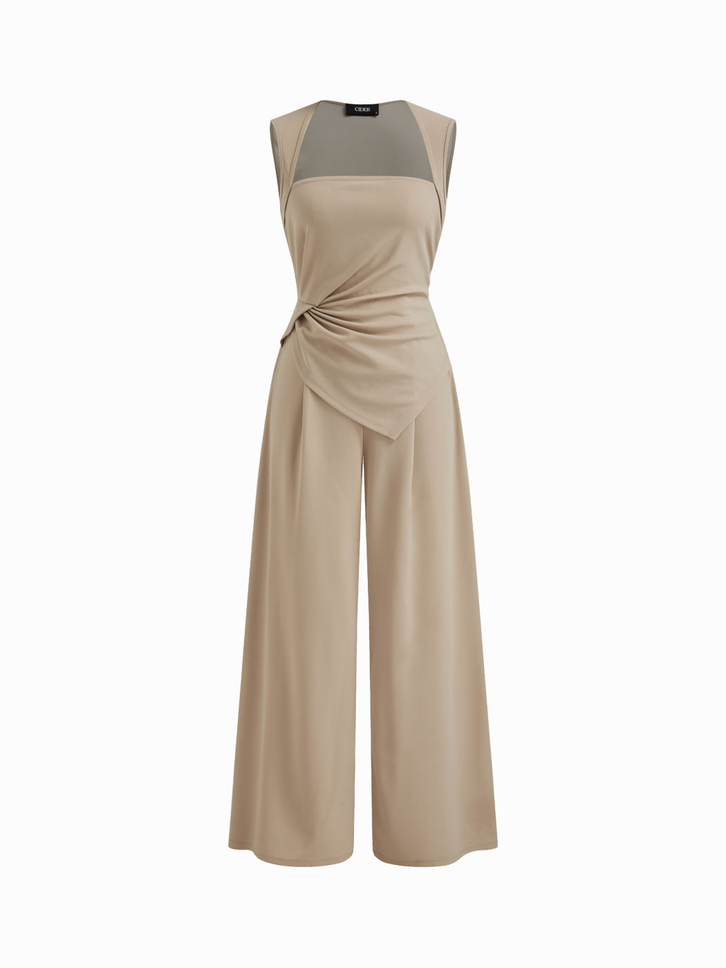 Square Neck Asymmetrical Hem Ruched Jumpsuit