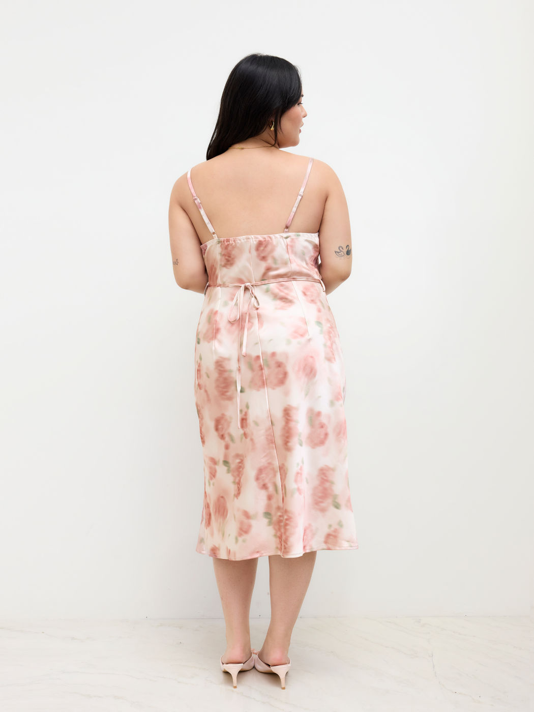 Cowl Neck Floral Knotted Mermaid Cami Midi Dress Curve & Plus