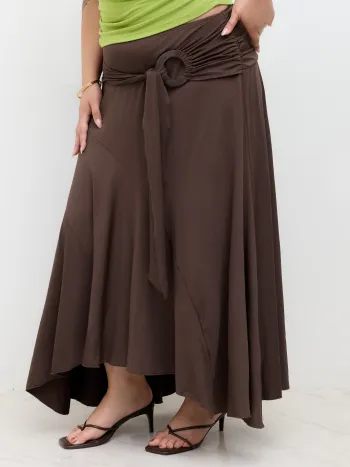 Mittlerer Bund, Rüschensaum, Strammung - Maxi-Skirt Kurve & Plus