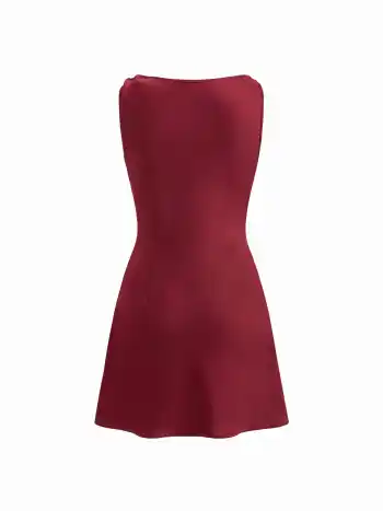 Satin-Bootsacken-Rüschen-Minikleid