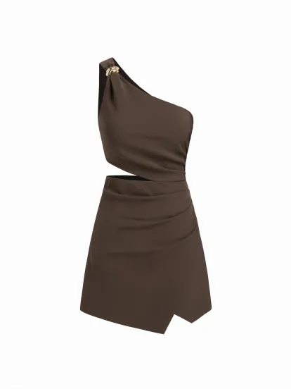 Wool-look Round Neckline Tie Front Bow Oversized Jacket