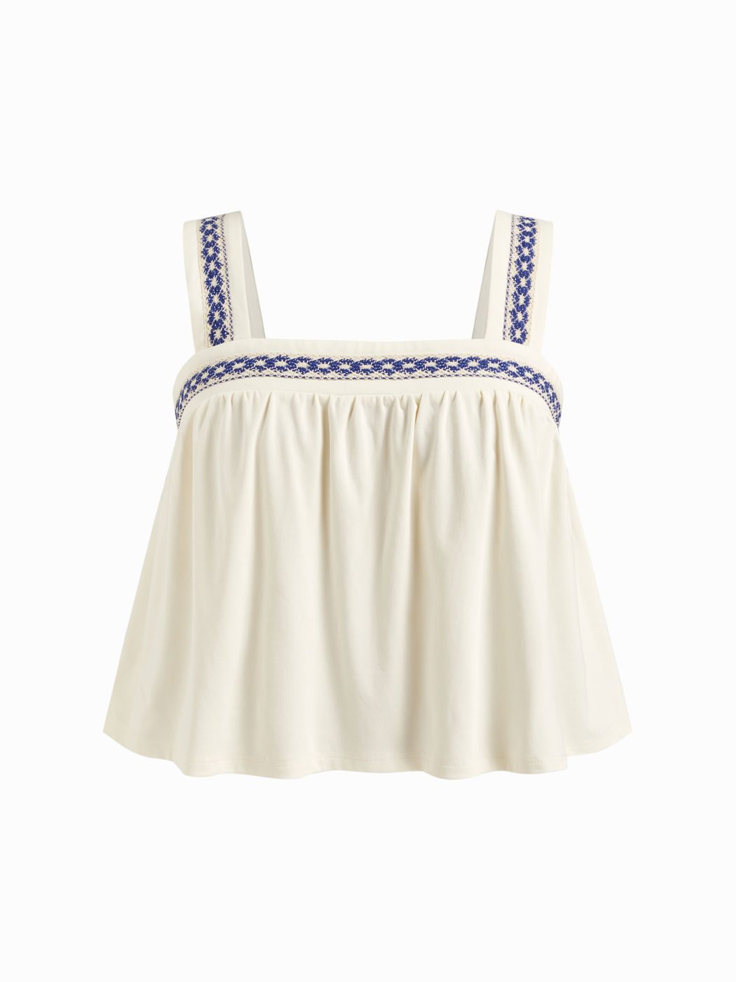 Top senza maniche taglie forti e curvy con scollo quadrato in misto cotone e motivo azteco