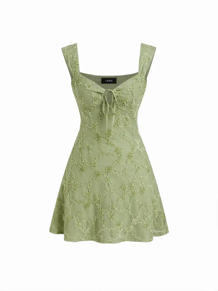 Western Outfits Chiffon Floral Jacquard Mini Dress For Date