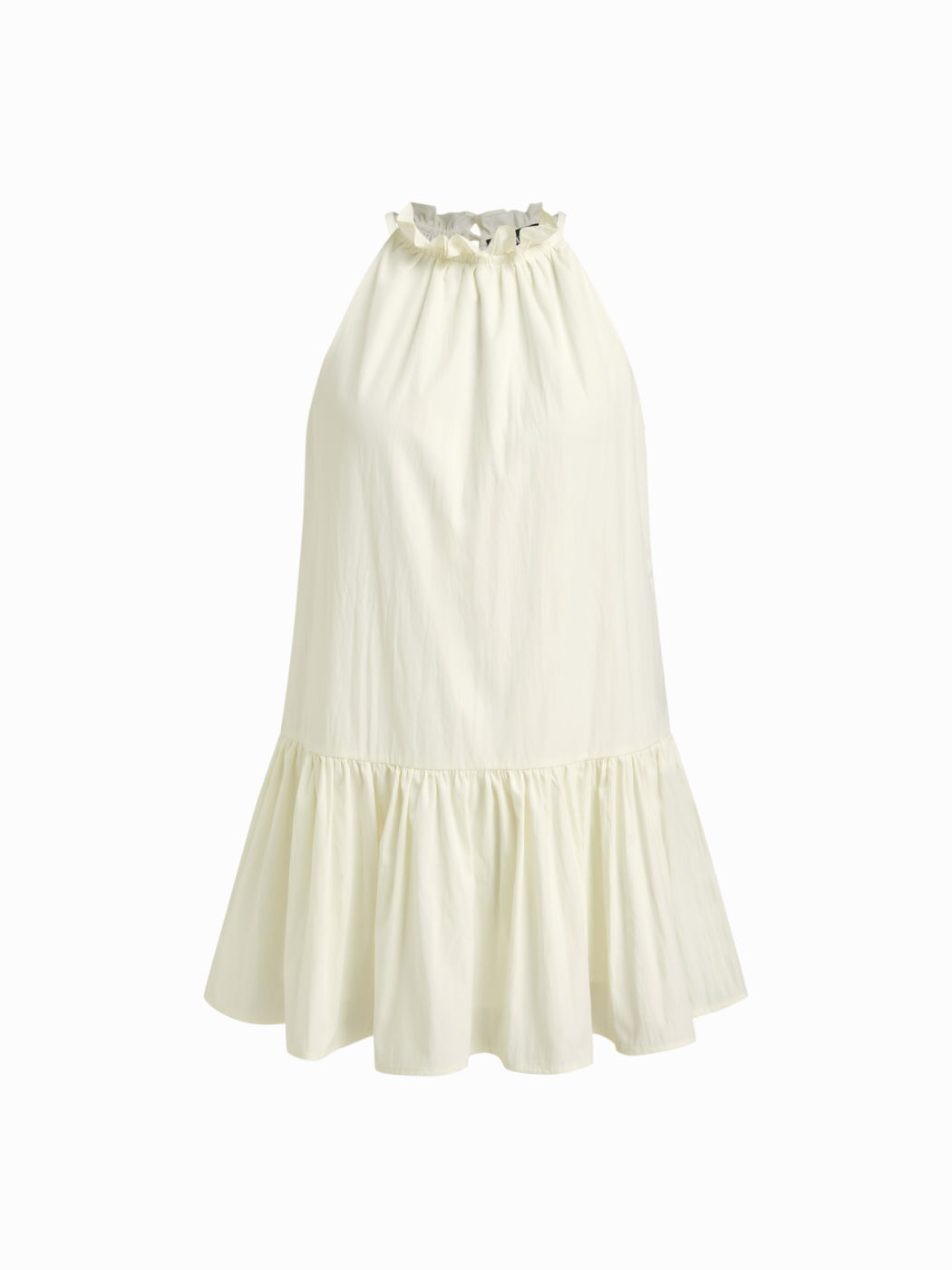 Halter Neckline Lettuce Trim Ruffle Mini Dress
