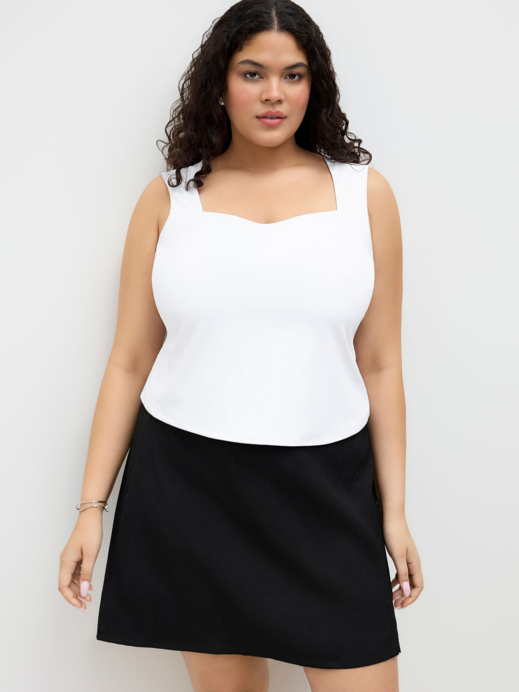 Contour Double Layered Sweetheart Neckline Tank Top Curve & Plus