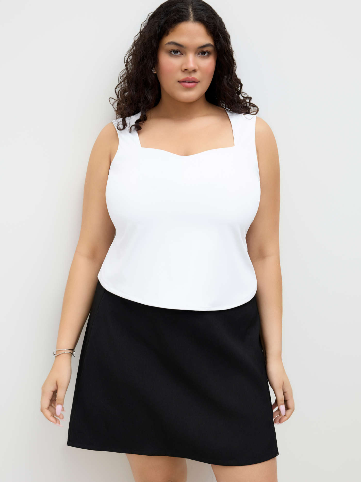 CIDERCONTOUR Double Layered Sweetheart Neckline Tank Top Curve & Plus