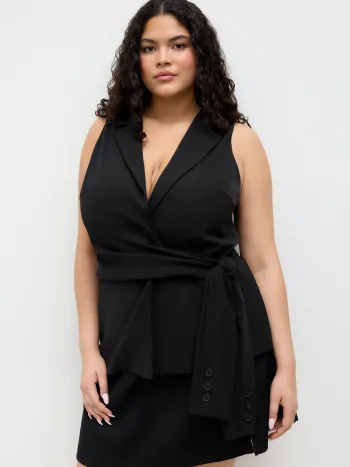 Cotton-blend Button Up Split Top Curve & Plus