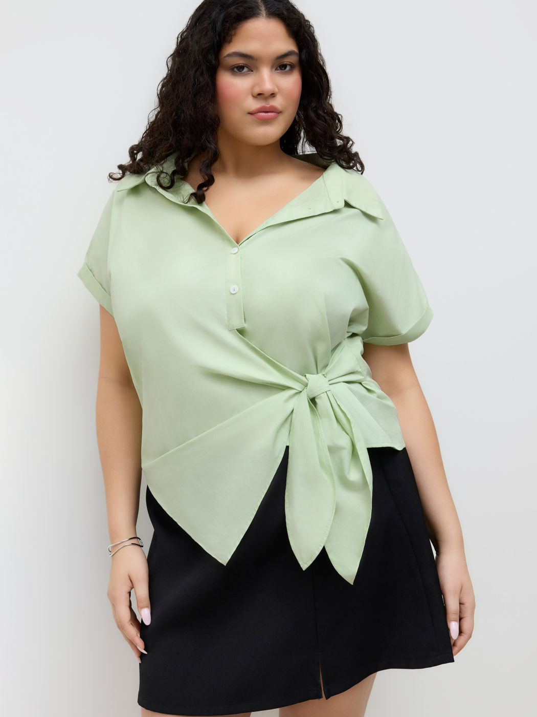 100% Cotton Polo Draped Shirt Curve & Plus