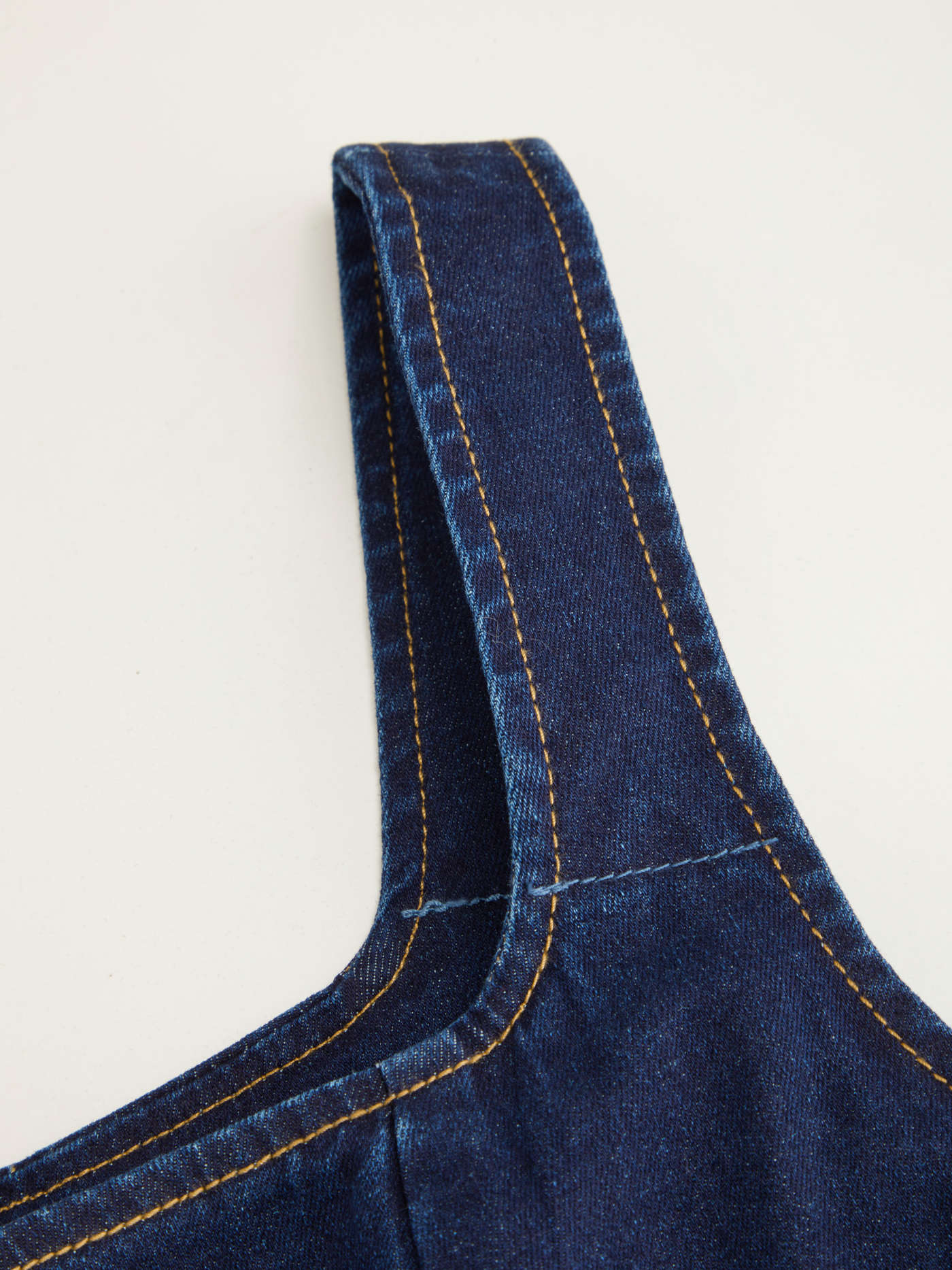 Denim High Stretch Denim Scoop Neckline Ruffle Mini Dress For School