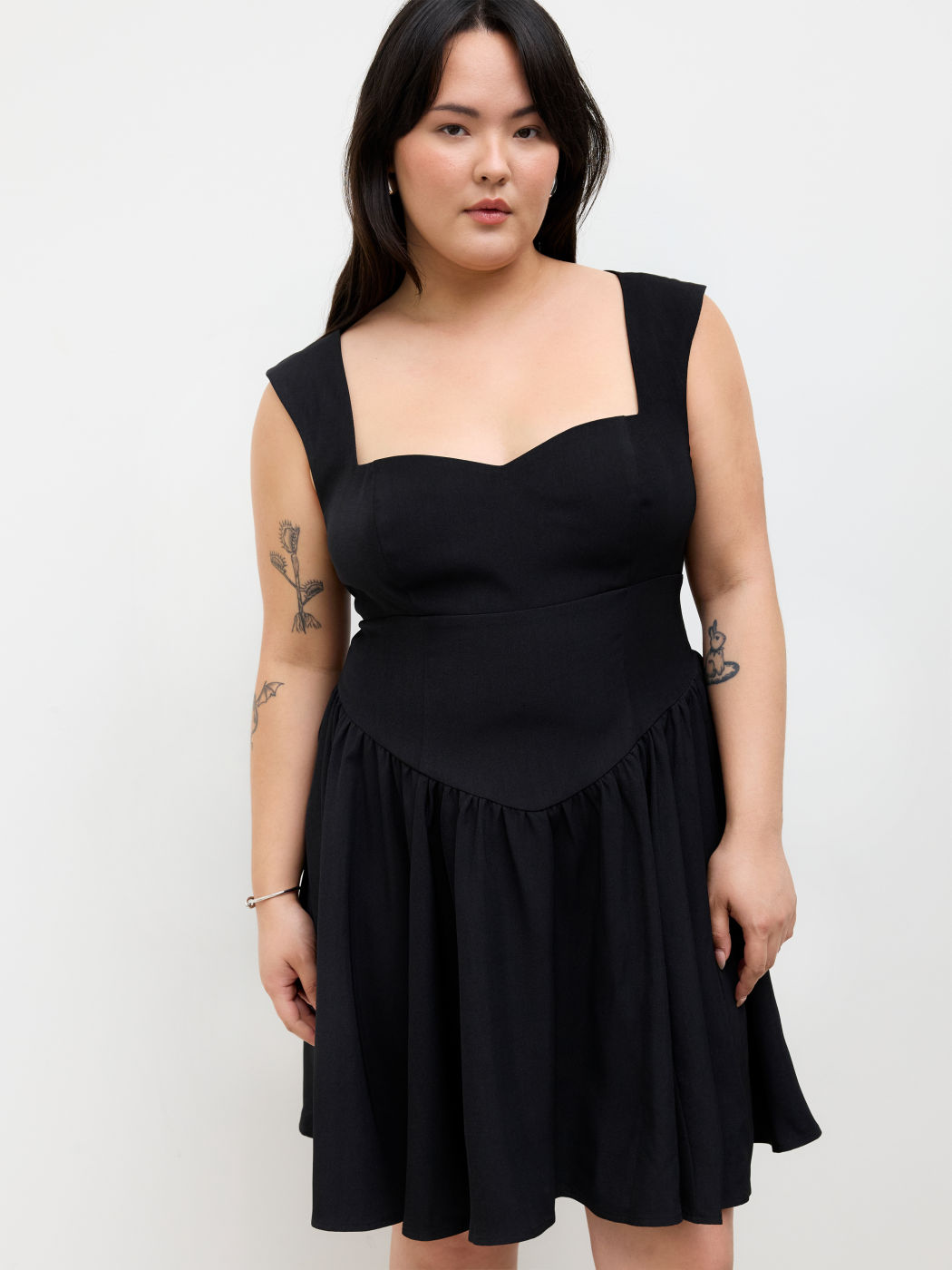 Sweetheart Ruffle Hem Mini Dress Curve & Plus