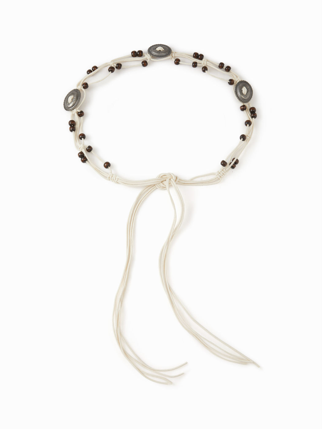 ENGRAVED OVAL & BEADED DECOR LACE-UP WAIST BELT