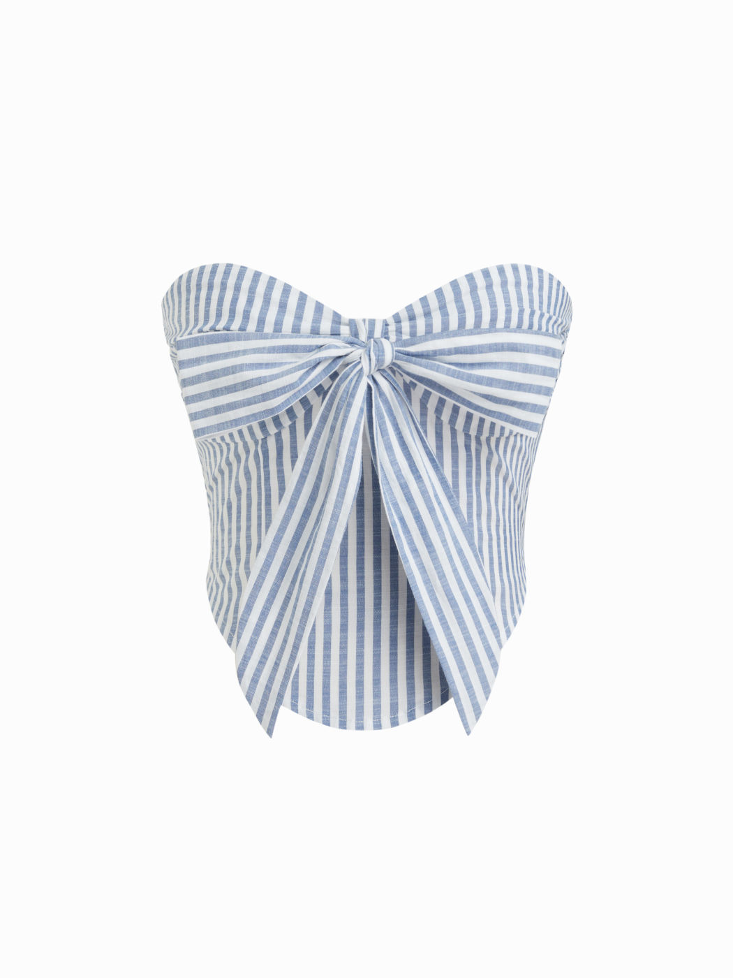 Cotton-blend Two Way Stripe Knotted Shirred Bandeau Top