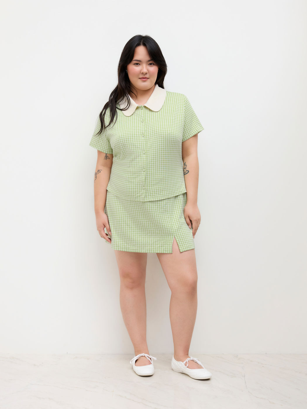 Mid Rise Gingham Micro Mini Skirt Curve & Plus