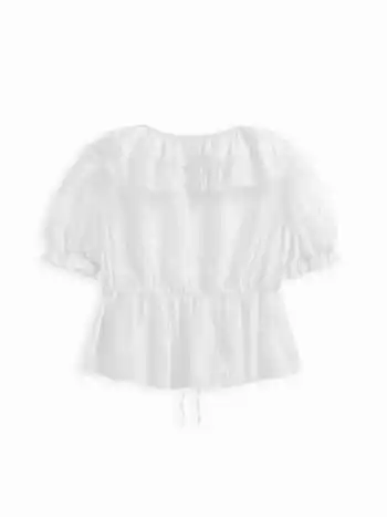 Bluse mit Rüschenrand und Knopfmanschetten