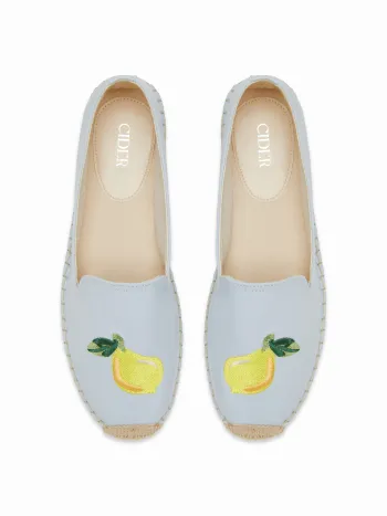 LEMON EMBROIDERED FISHERMAN FLATS
