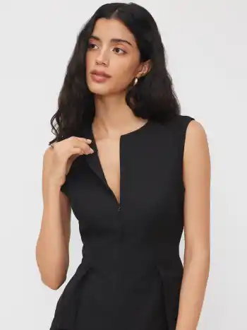 Half Zip Pleated Blouse