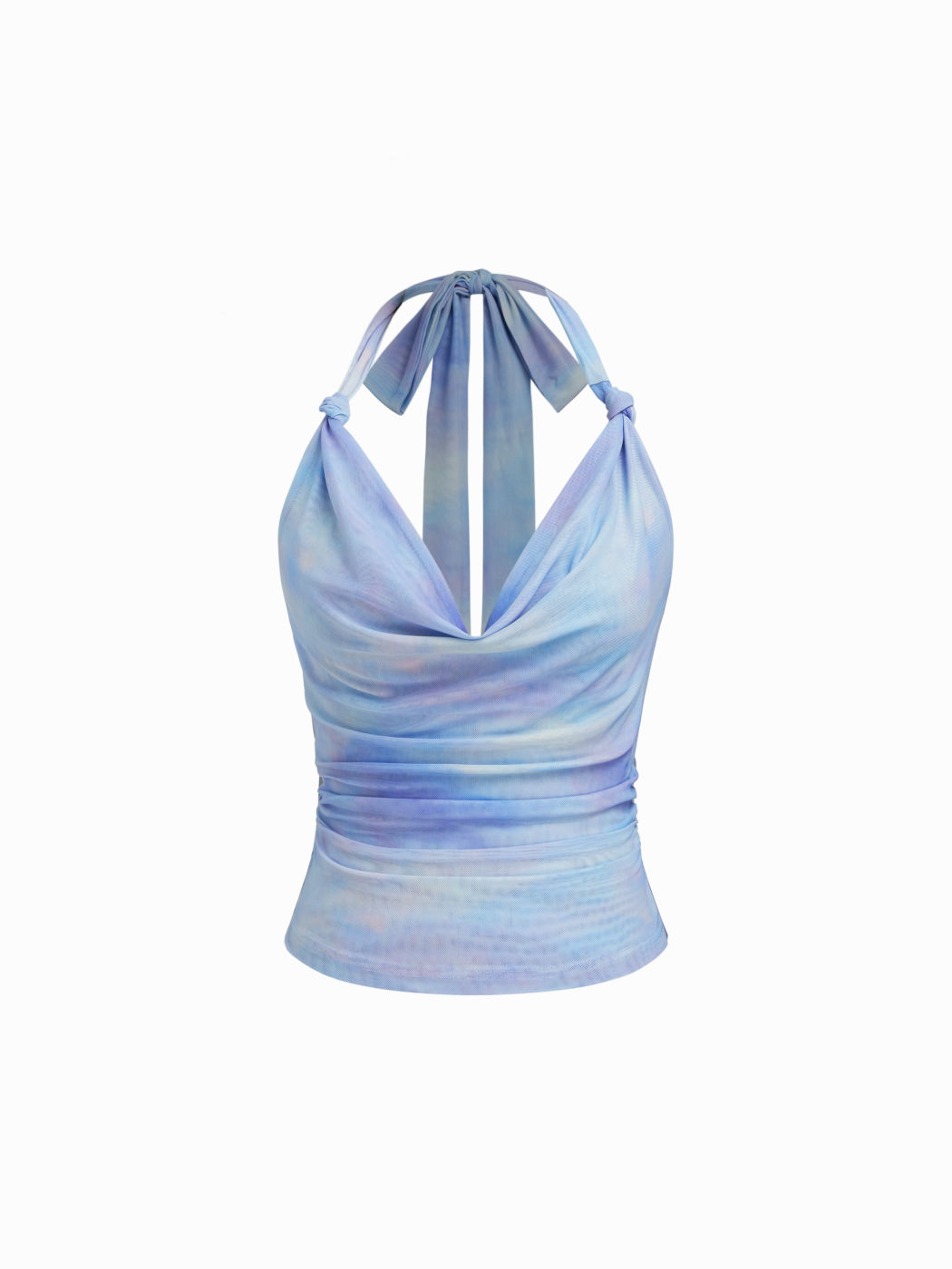 Mesh-Halter-Ausschnitt mit Gradient und Rüschen Oberteil