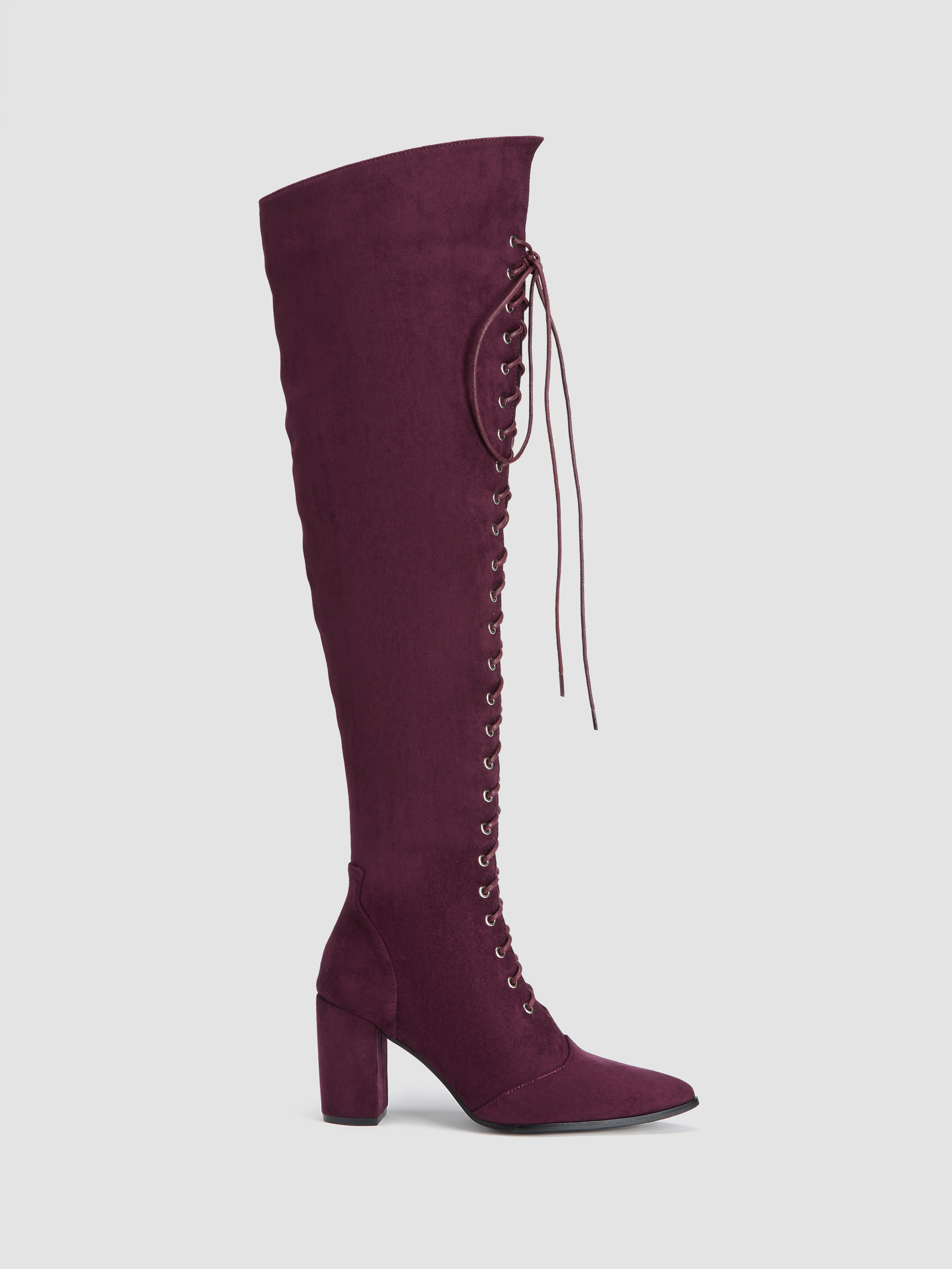 Suedette Lace Up Thigh High Boots For Daily Casual Music