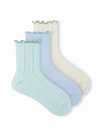 Set aus 3 Paar geriffelten Rundhals-Socken