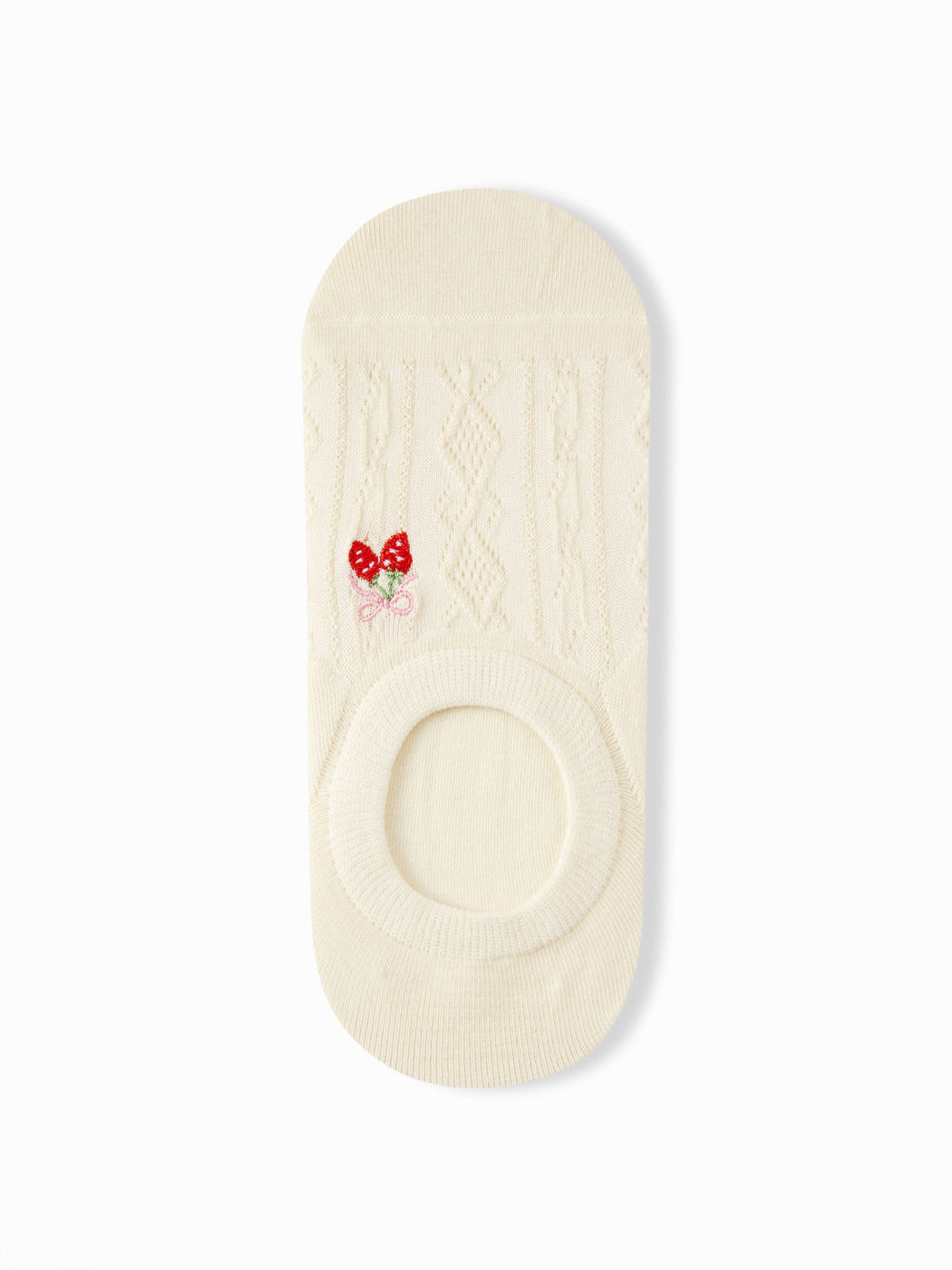 3 PAIRS BOWKNOT & STRAWBERRY EMBROIDERED INVISIBLE SOCKS SET