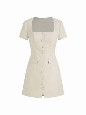 Cotton-blend Polo Collar Striped Draped Mini Dress
