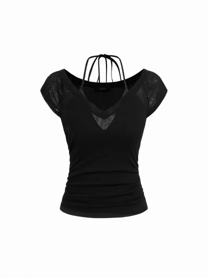 Velvet Velvet Square Neck Solid Lace Up Bell Sleeve Mini Dress For Party/Clubbing Holiday