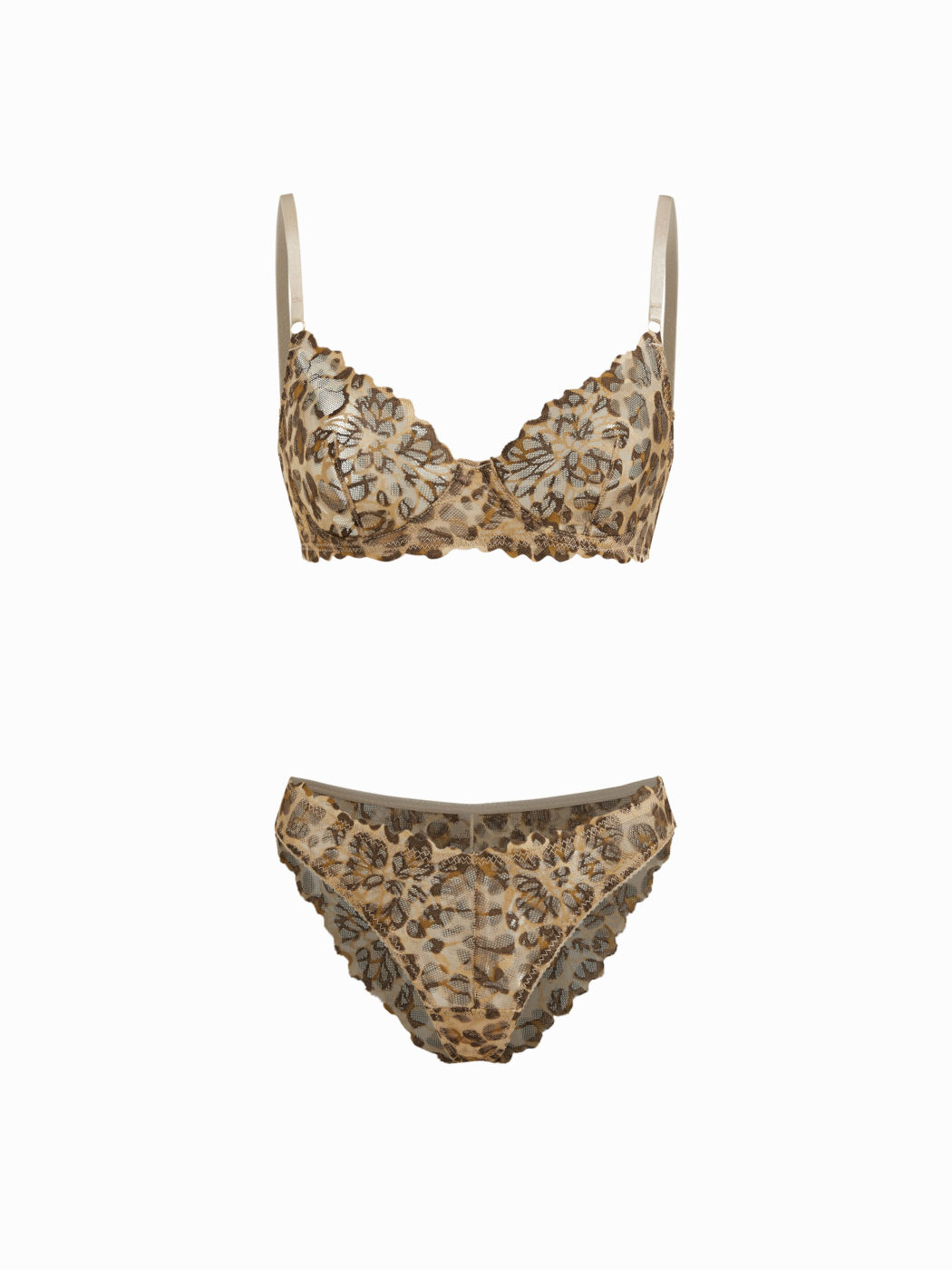 Set di lingerie leopardata in rete con scollo a V e slip