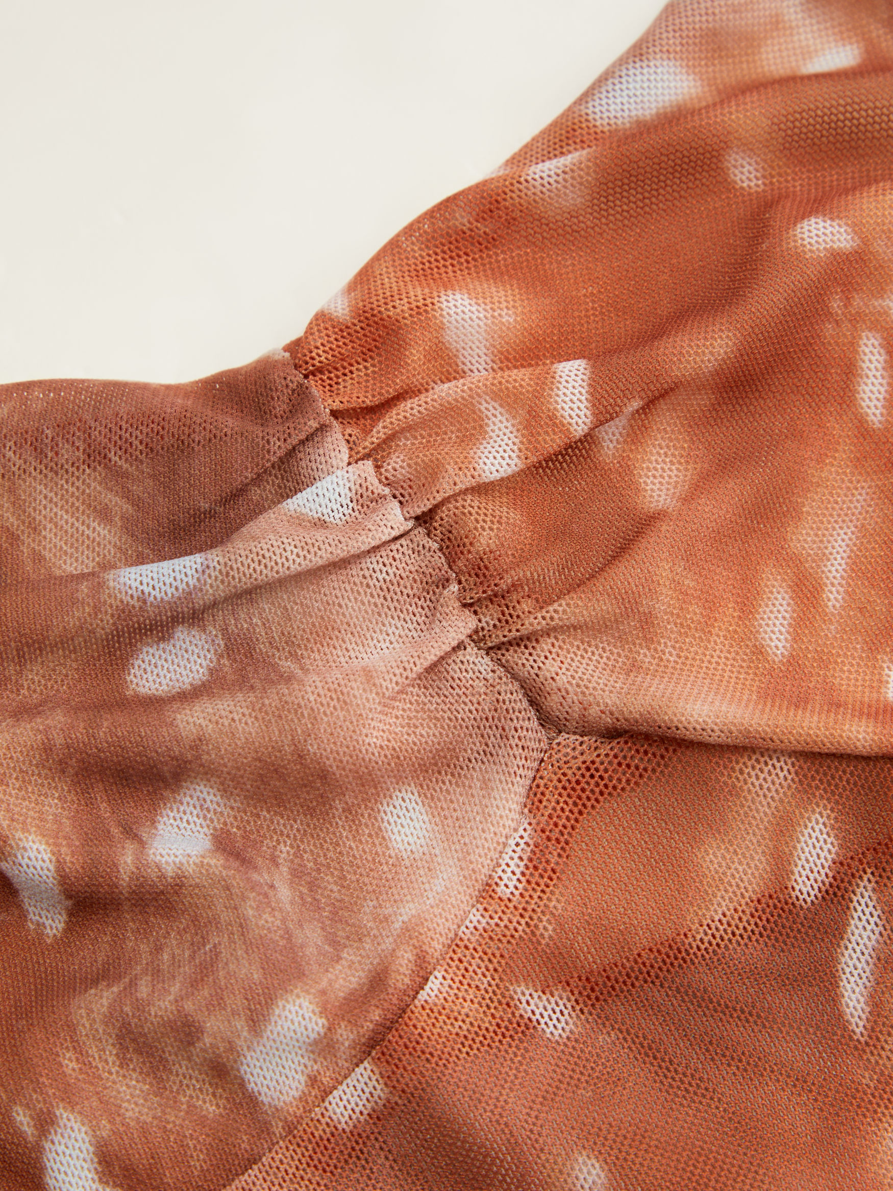 Mesh Deer Print Sweetheart Neck Asymmetrical Hem Ruffle Cami Top