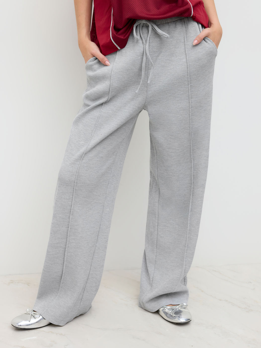 Cotton-blend Mid Rise Drawstring Straight Leg Trousers