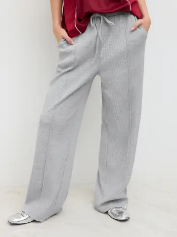 Cotton-blend Mid Rise Drawstring Straight Leg Trousers