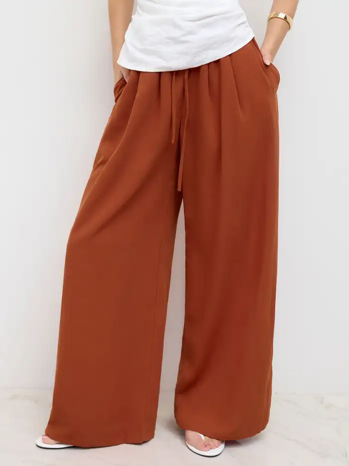 Mesh Mesh Tie Dye Drawstring Bandeau Top & Mid Rise Drawstring Wide Leg Trousers Set For Vacation