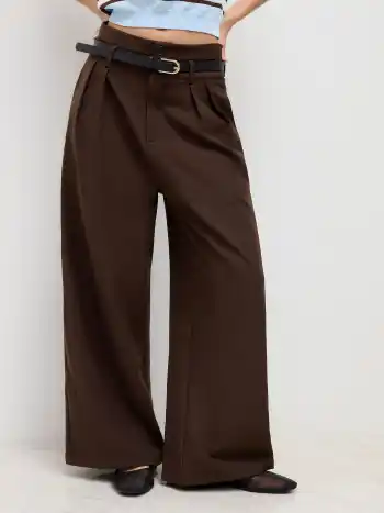 Gürtelte Hochbund-Pleat-Hosen