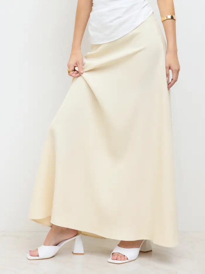 Woven Cotton 100% Cotton Mid Rise Solid Ruffle Maxi Skirt For Daily Casual Work