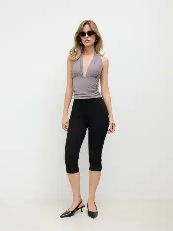 Stretch-Caprihosen mit Polkadots