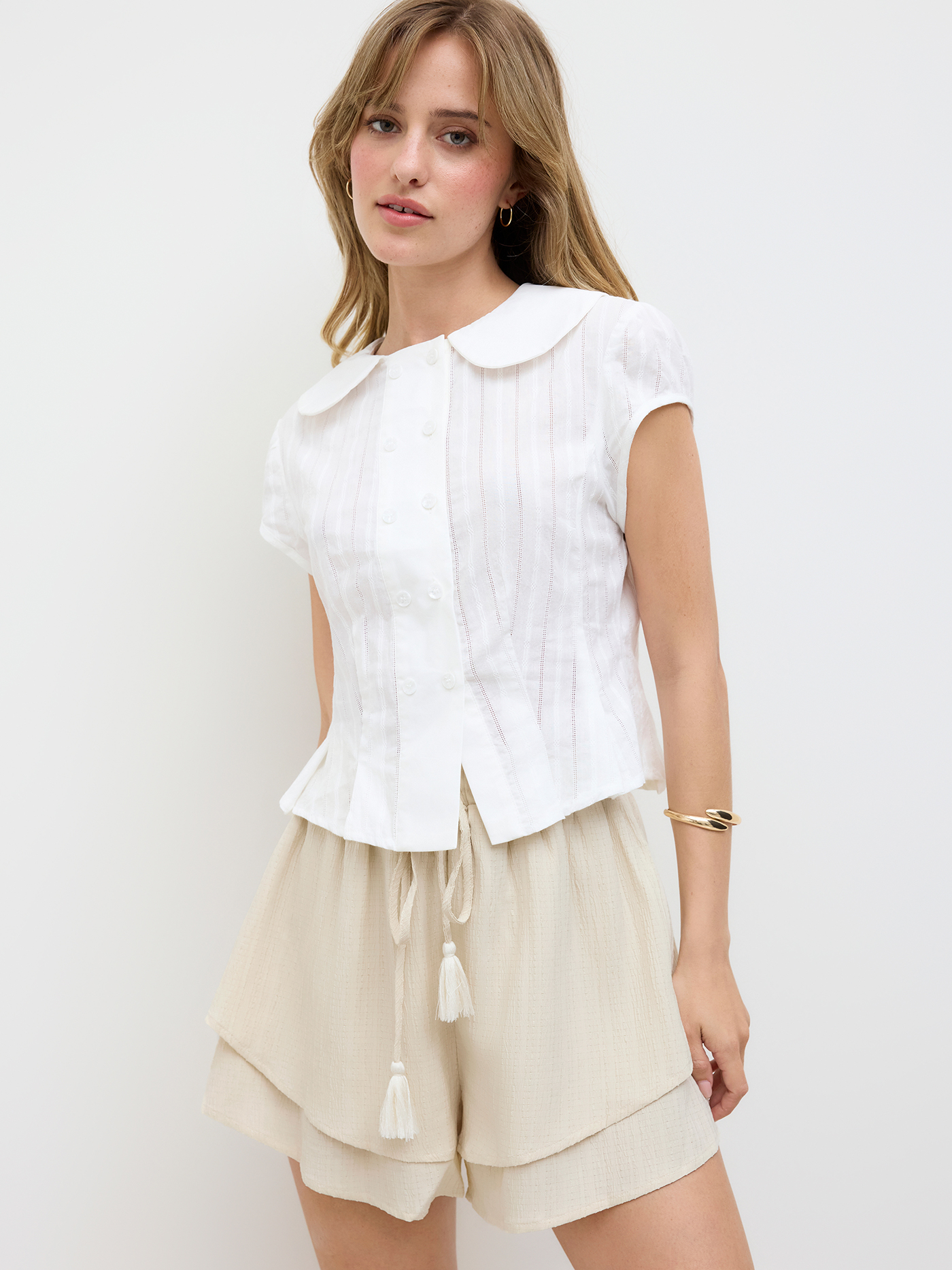 Woven Double Layered Baggy Pull-On Shorts For Daily Casual
