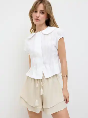 Double Layered Baggy Pull-On Shorts 