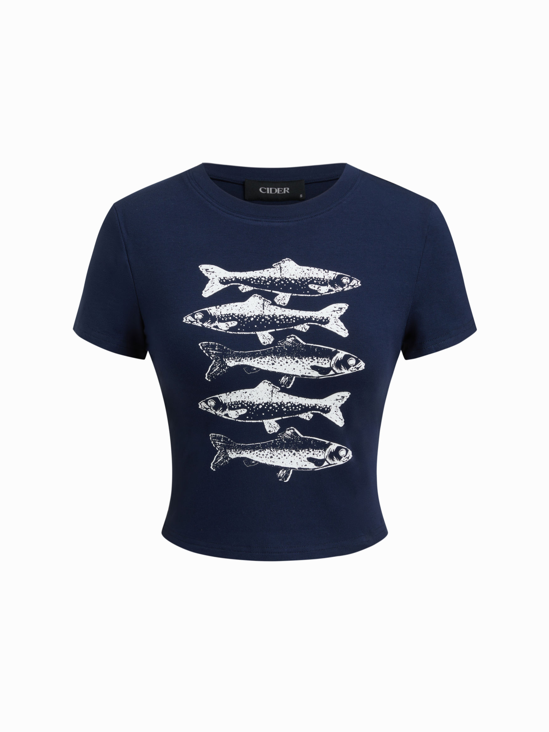 Sardine Graphic Round Neckline Short Sleeve Tee