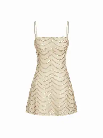 Sequineder abstrakter Wellen-Camisole-Minirock