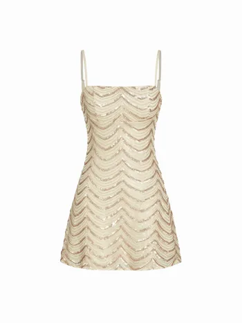 Sequineder abstrakter Wellen-Camisole-Minirock