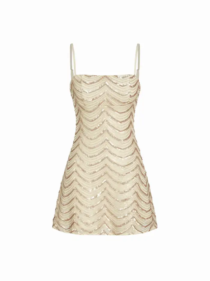 Jacquard U-neckline Floral Backless Bowknot Mini Dress