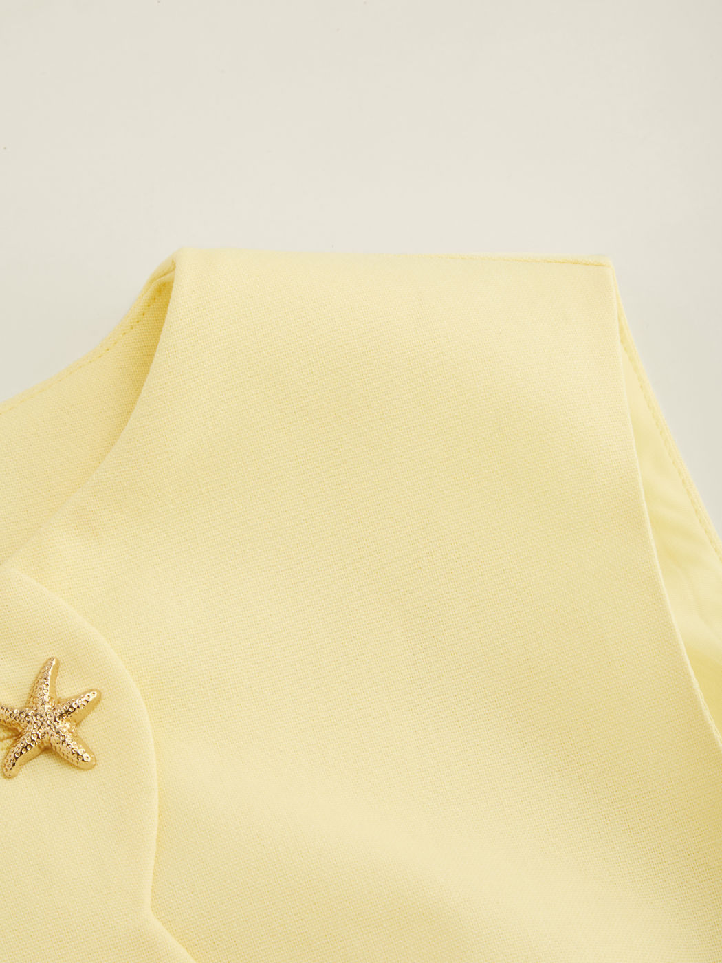 Linen-blend Boat Neck Starfish Button Tie Back Blazer Vest