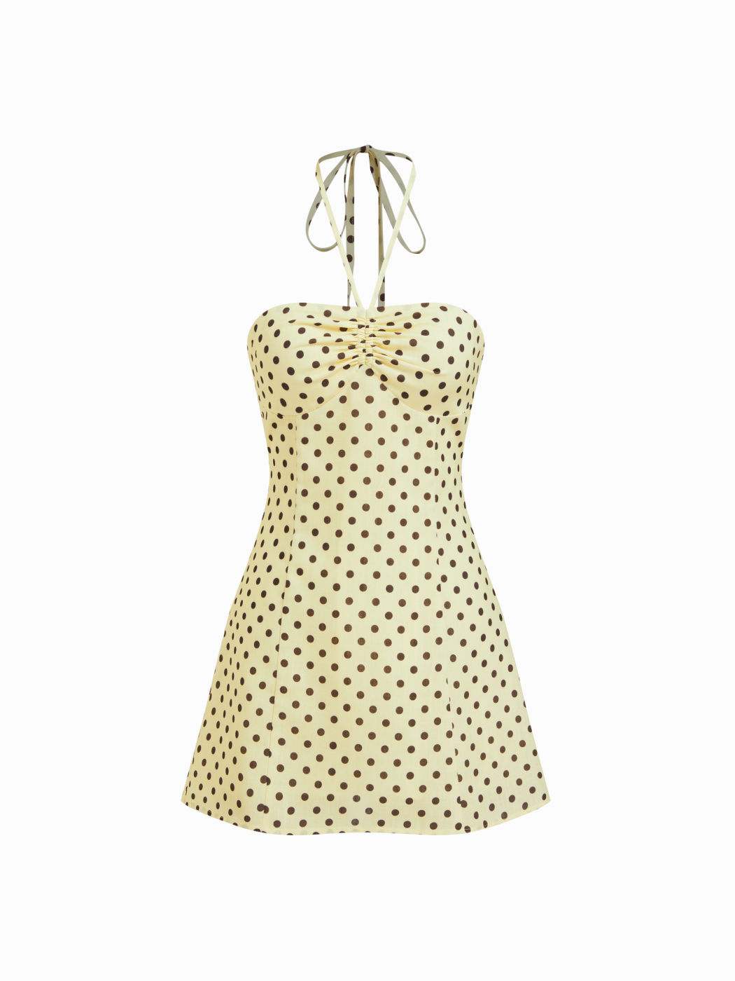Halter-Ausschnitt Mini-Kleid mit Punktdruck und Zugverschluss