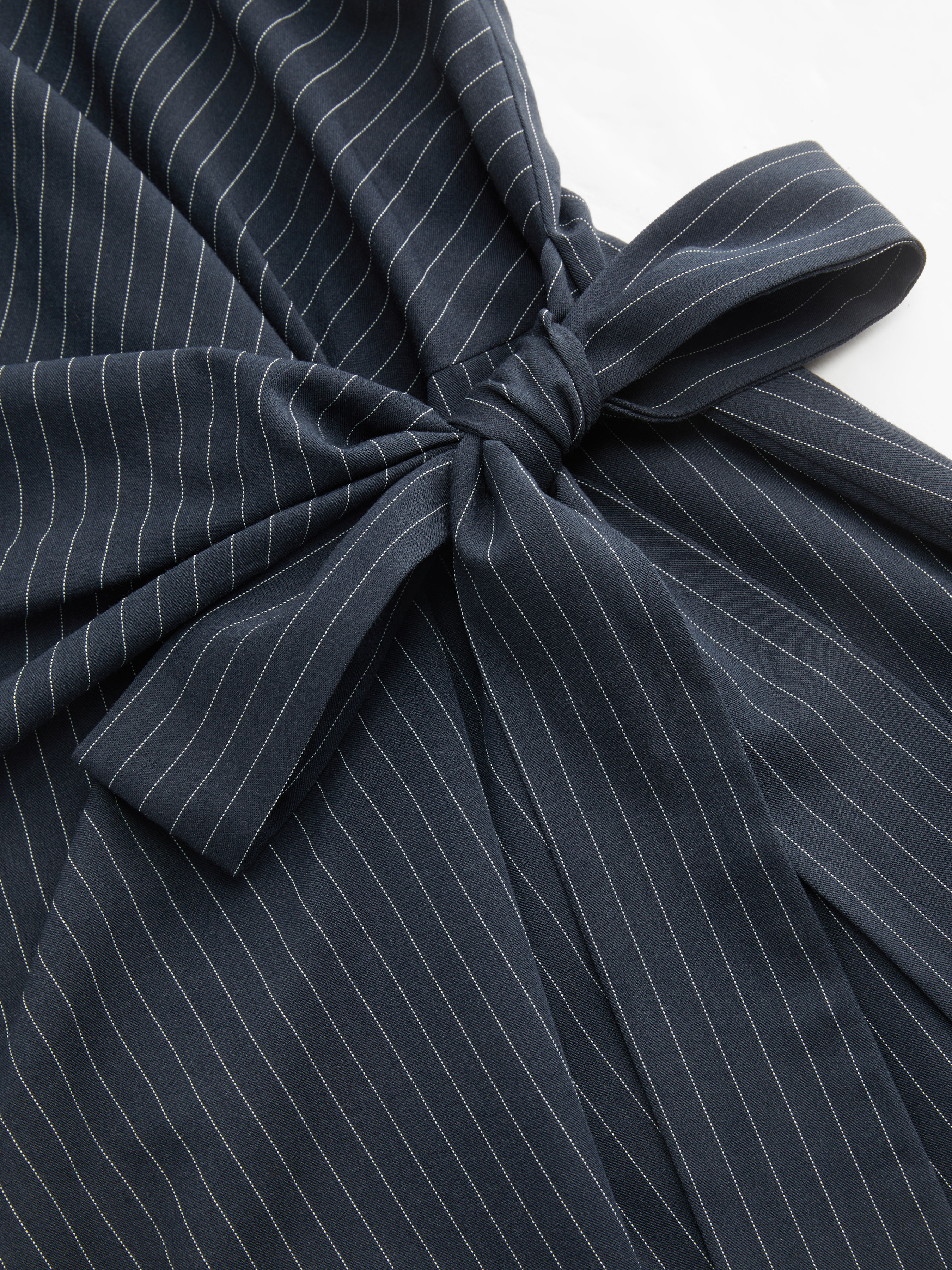 Boat Neck Stripe Knotted Ruched Midi Dress