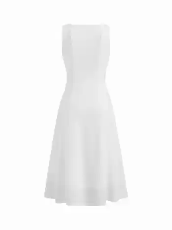 Maxikleid mit quadratischem Halsrand und Rüschen