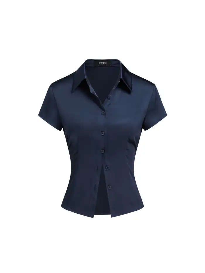 Polo Collar Texture Button Up Shirt