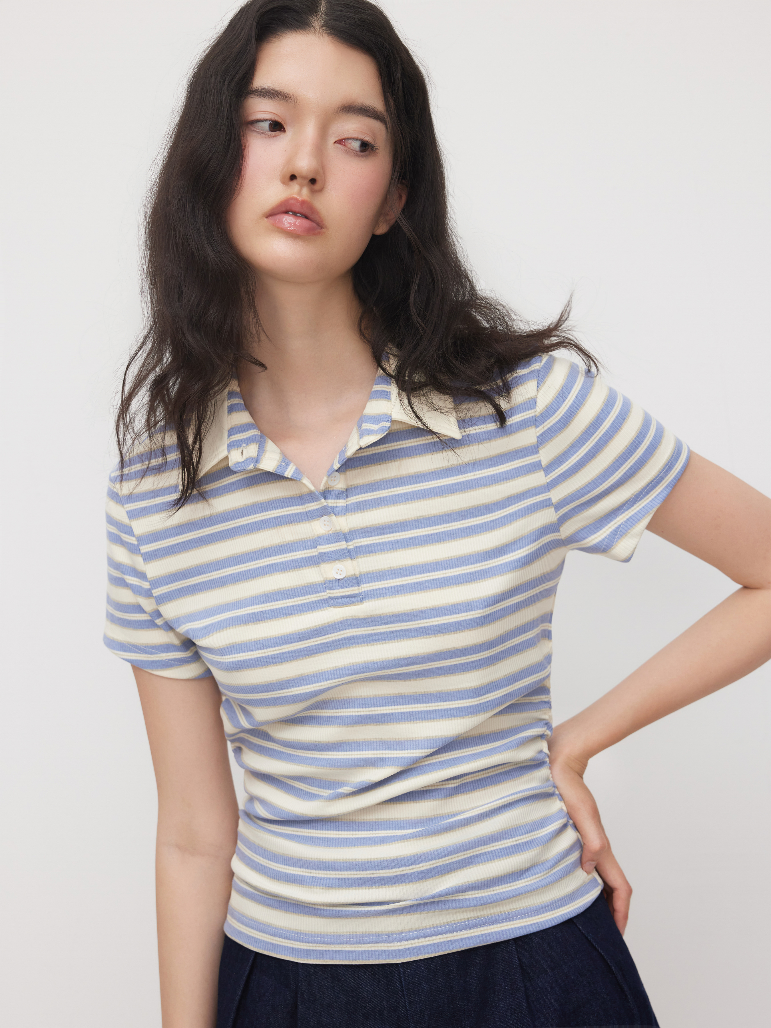 【COLOR iN ID】Life Frill Baby Tee Cut Out Ruffle Detail Baby Tee For Daily Casual Vacation